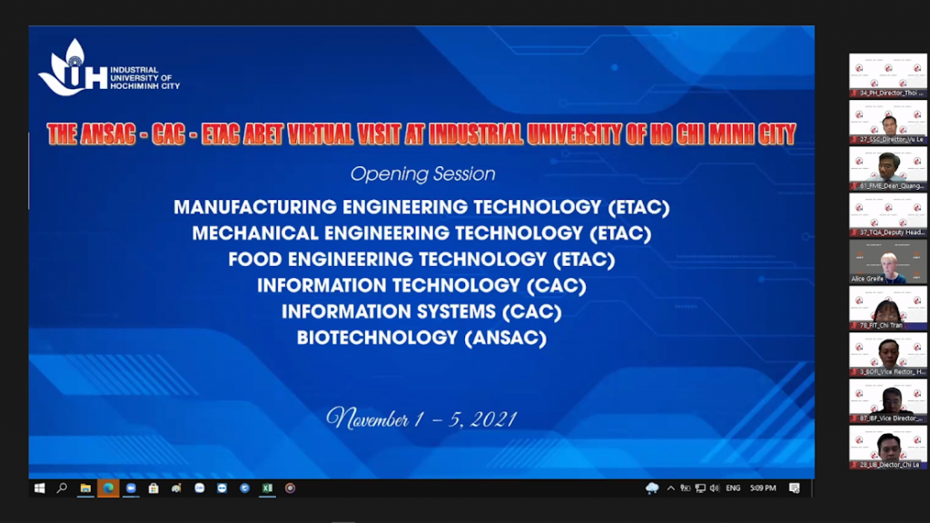 Khai mạc kiểm định trực tuyến chương trình đào tạo theo tiêu chuẩn ABET tại Trường Đại học Công nghiệp Thành phố Hồ Chí Minh